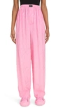 Balenciaga Logo Print Pajama Pants In Pink