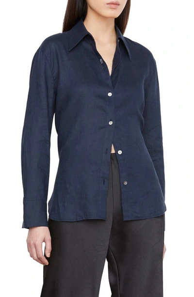 Vince Relaxed Linen Button-front Shirt In Coastal