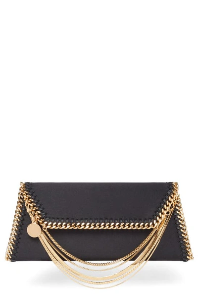 Stella Mccartney Chain Pouch Satin Clutch Bag In 1000 Black