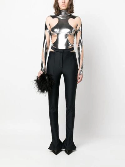 Mugler Rodeo Paneled Bodysuit In Silver