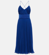 Max Mara Clarino Pleated Georgette Midi Dress In Blue