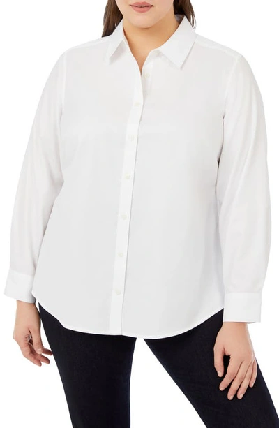 Foxcroft Mary Cotton Calvary Twill Button-up Shirt In White