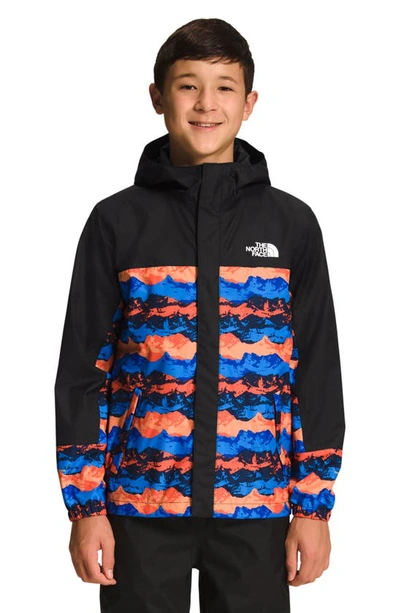 The North Face Kids' Antora Waterproof Rain Jacket In Retro Orange Mntn Panorama