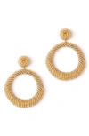 Deepa Gurnani Asta Beaded Hoop Drop Earrings In Champagne