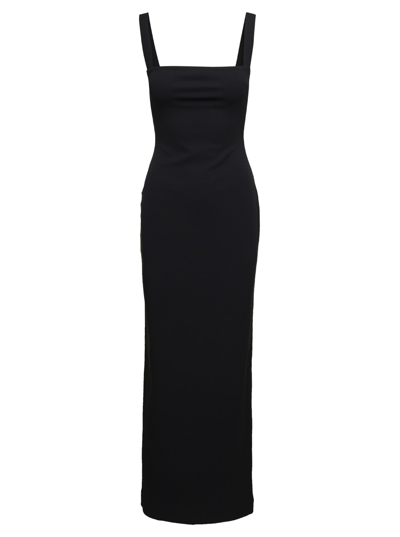 Solace London Joni Black Maxi Dress With Square Neck And Open Back Woman