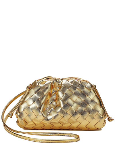 Tiffany & Fred Woven Metallic Leather Pouch In Gold