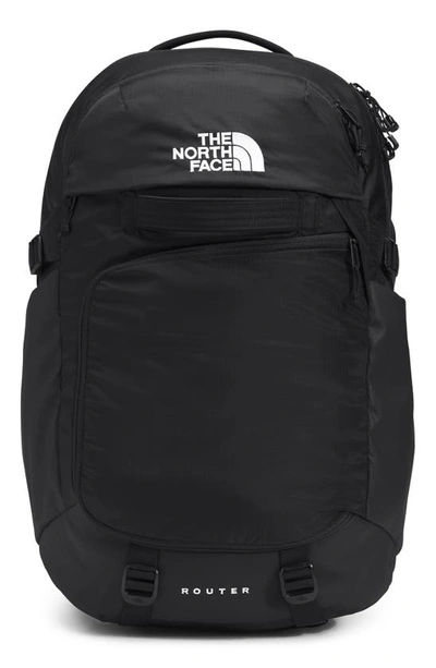 The North Face Router Water Repellent Nylon Ripstop Backpack In Black/ Black