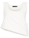 Proenza Schouler Asymmetric Fine-knit Tank Top In Bianco