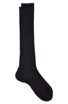 Pantherella Merino Wool Blend Over-the-knee Dress Socks In Black