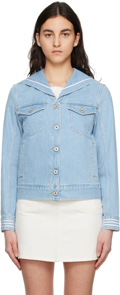 Kenzo Sailor Logo-embroidered Denim Jacket In Blue