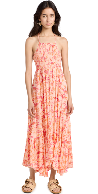 Free People Heat Wave Floral-print Maxi Dress In Coral