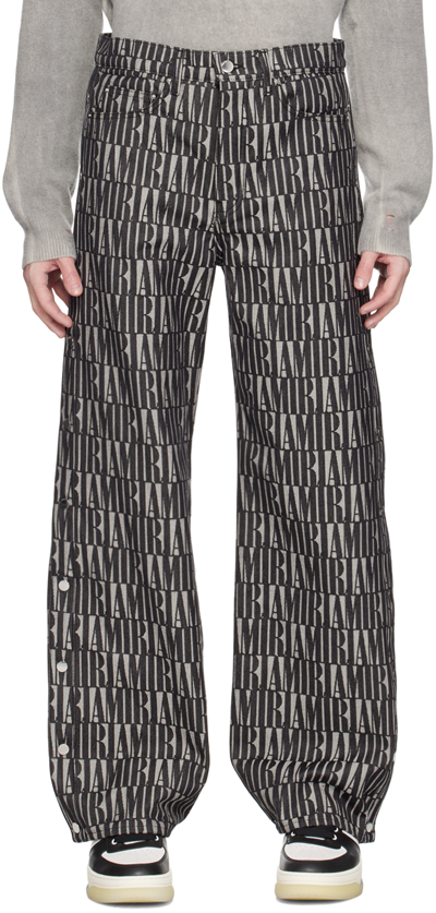 Amiri Jacquard Snap Off Straight Denim Pants In Black-denim Jacquard