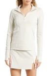 Beyond Yoga Heather Rib Take A Hike Zip Pullover In Beige