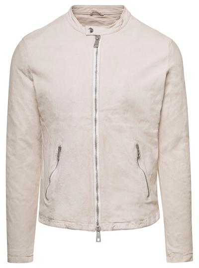 Giorgio Brato Bikers Classico Zip Nikel In White