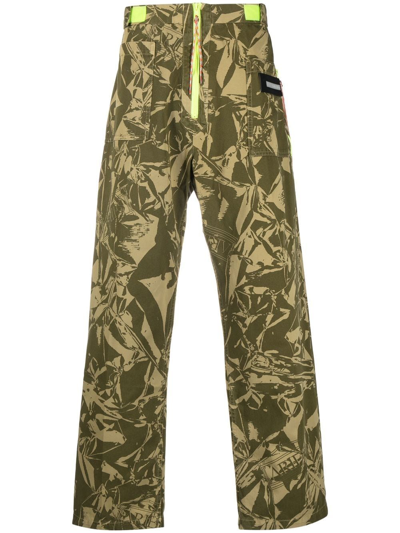 Aries Crinkle Camo Walking Trousers In Green