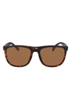 Cole Haan 58mm Plastic Rounded Square Polaized Sunglasses In Tortoise