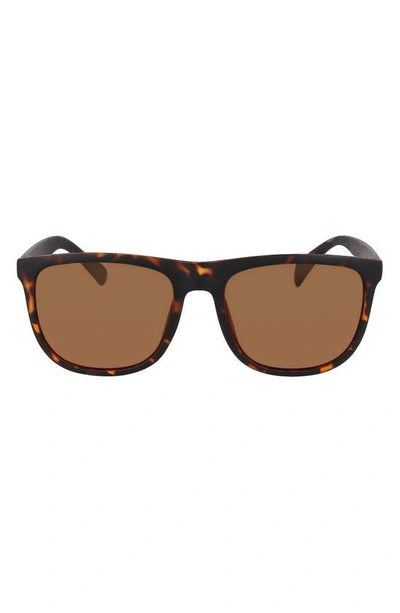 Cole Haan 58mm Plastic Rounded Square Polaized Sunglasses In Tortoise