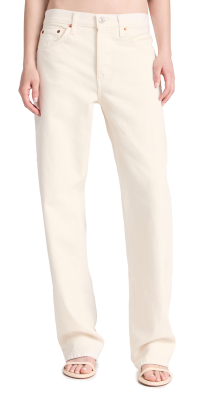 Re/done Loose Long Jeans In White