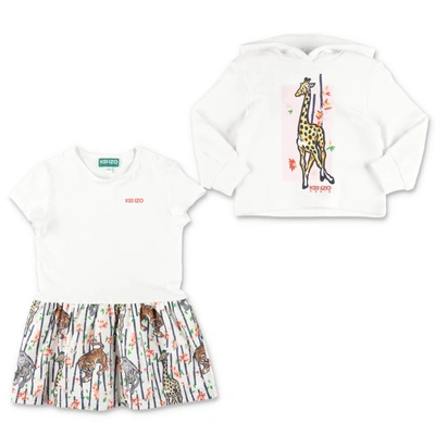 Kenzo Babies' Dress Set With Print In White