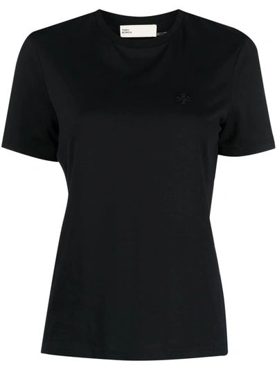 Tory Burch Embroidered Logo T-shirt In Black