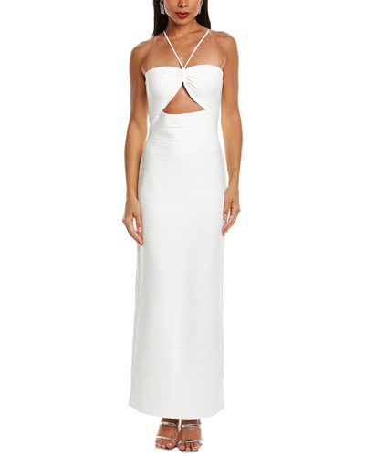 Herve Leger Icon Gathered Strappy Gown In White