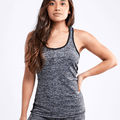 Jupiter Gear Long Sports Tank Top With Side Mesh Panels In Grey