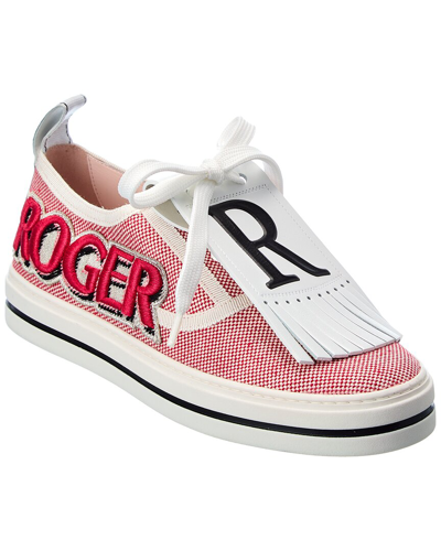 Roger Vivier Call Me Vivier Patch Canvas & Leather Sneaker In White