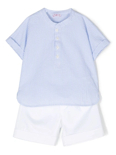 Il Gufo Babies' Stripe-pattern Shorts Set In Blue
