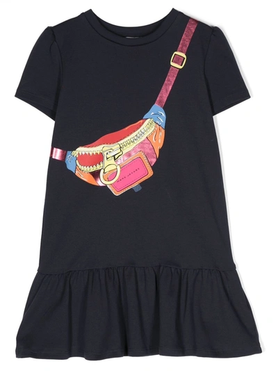 Marc Jacobs Kids' Graphic-print Short-sleeved Dress In Navy