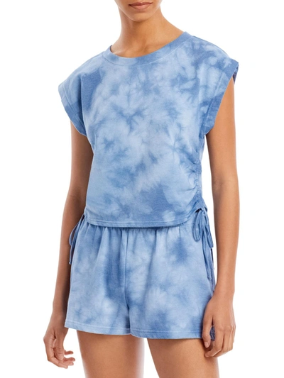 Bb Dakota By Steve Madden Womens Tie-dye Ruched Pullover Top In Blue