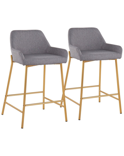 Lumisource Daniella Fixed-height Counter Stool - Set Of 2 Gre In Gold