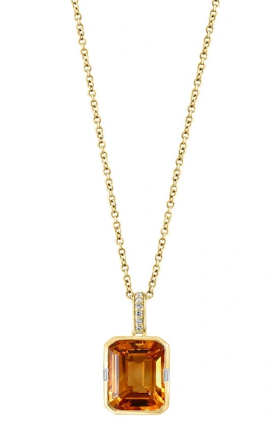 Effy 14k Yellow Gold Diamond Citrine Pendant Necklace In Orange