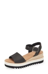 Toms Diana Wedge Sandal In Black Leather