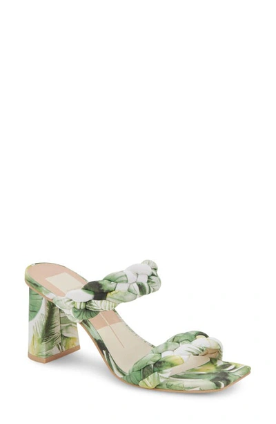 Dolce Vita Paily Braided Sandal In Khaki Palm Cotton