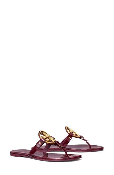 Tory Burch Soft Metal Miller Leather Sandal In Bordeaux