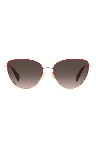 Kate Spade 55mm Hailey/g/s Cat Eye Sunglasses In Rose Red/ Brown Gradient