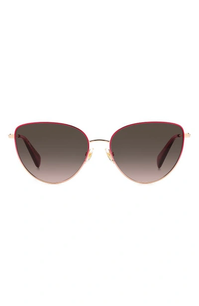 Kate Spade New York 55mm Hailey/g/s Cat Eye Sunglasses In Rose Red/ Brown Gradient