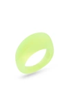 Saint Laurent Flat Oval Resin Ring In Yellow Fluo