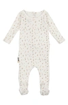 Maniere Babies' Berry Floral Footie In White/ Blue
