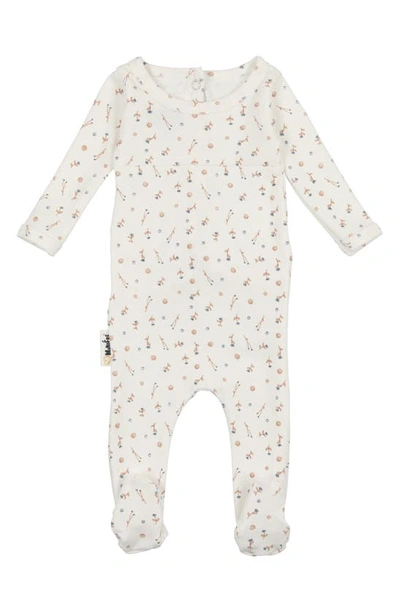 Maniere Babies' Berry Floral Footie In White/ Blue