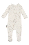 Maniere Babies' Berry Floral Footie In White/ Mauve