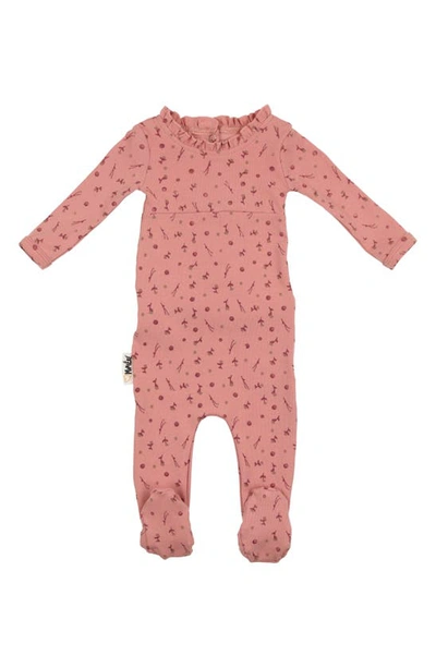 Maniere Babies' Berry Floral Footie In Rose