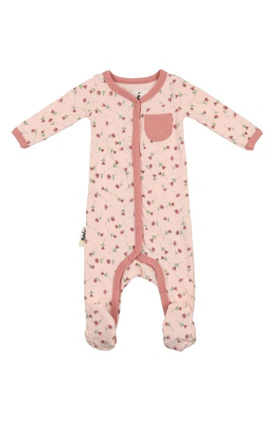 Maniere Babies' Floral Knit Fooite In Pale Pink