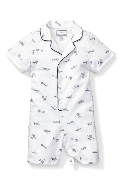 Petite Plume Babies' Par Avion One-piece Short Pyjamas In White