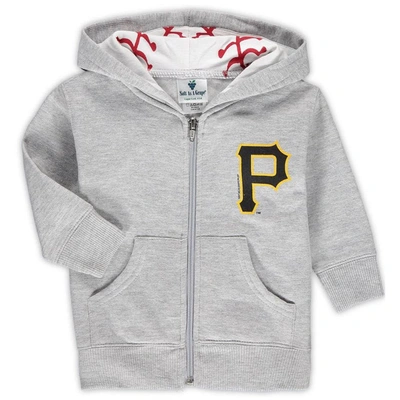 Soft As A Grape Babies' Infant  Heathered Grey Pittsburgh Pirates Baseball Print Full-zip Hoodie