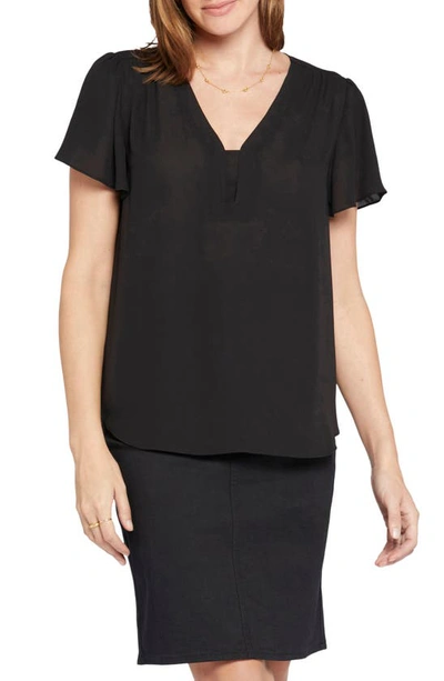 Nydj Flutter Sleeve Blouse In Black