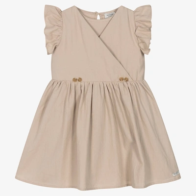 Donsje Babies' Girls Beige Cotton Dress