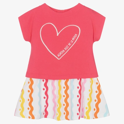 Agatha Ruiz De La Prada Babies'  Girls Pink Heart Cotton Skirt Set
