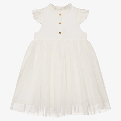 Donsje Kids' Girls Ivory Cotton & Tulle Dress