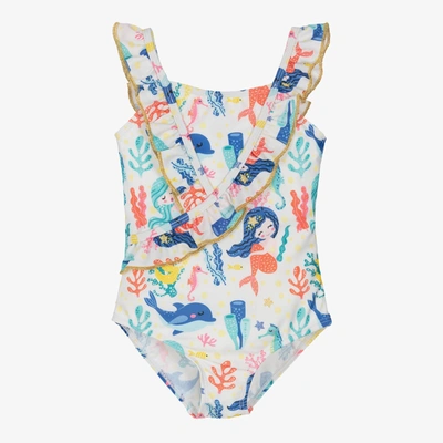 Soli Swim Kids' Girls White Mermaid Swimsuit (upf50+)